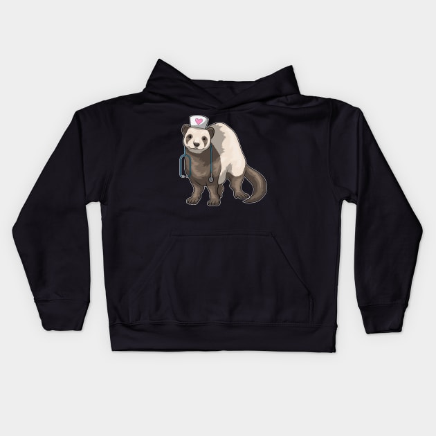 Ferret Nurse Stethoscope Kids Hoodie by Markus Schnabel